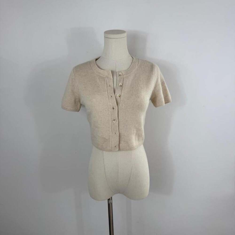 Reformation “Gisela” Cashmere Cropped Cardigan in Gossamer | Women’s Size XS